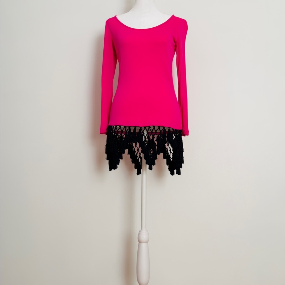 Emilio Pucci Fuchsia Top with Black Lace Detail